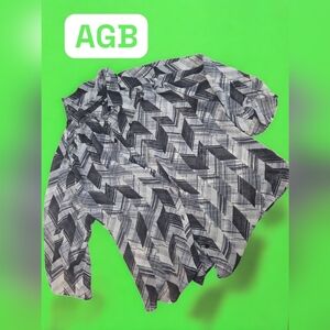 *0486 AGB Monochrome Chevron Top Blouse Women Plus 2X